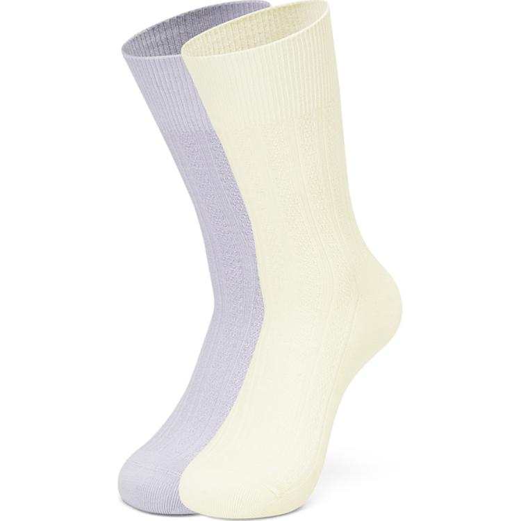 Skechers Elegant Diamond Collection Crew Socks Unisex 2 Pack Cannoli Cream/Orchid Purple