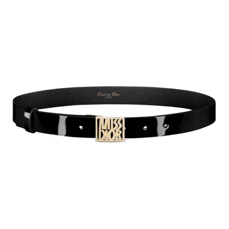 DIOR DIOR Cow Leather Belts Women's Black Width 2.5cm