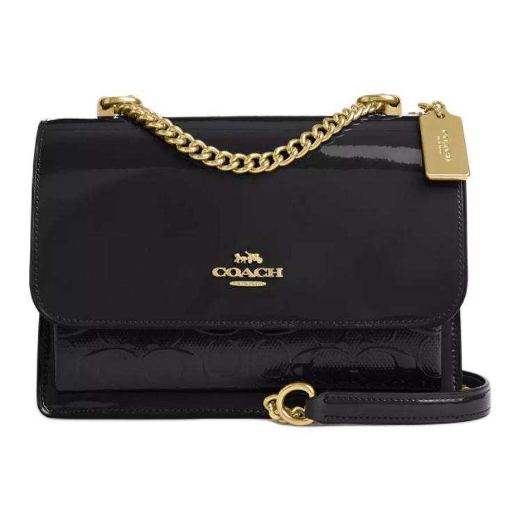 COACH Klare Smooth Leather With Patent Leather Shoulder Bag, Crossbody Bag Small Women's Black