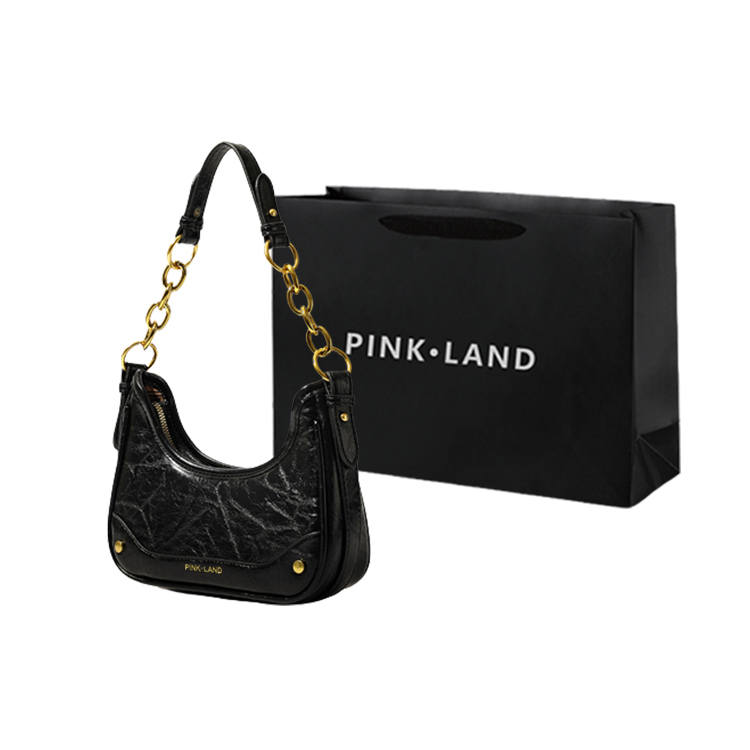 PINK·LAND Pu Shoulder Bag Women's Black/Burgundy/Brown/Coffee