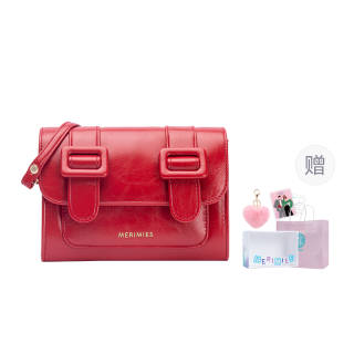 MERIMIES Oil Wax Texture Satchel Bag Shoulder Bag, Crossbody Bag, Women's Bag Women's Cherry Red