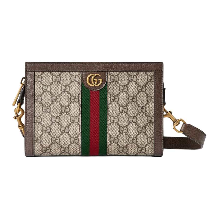 GUCCI Ophidia GG Supreme Canvas Mini Crossbody Clutch Women's Beige And Ebony