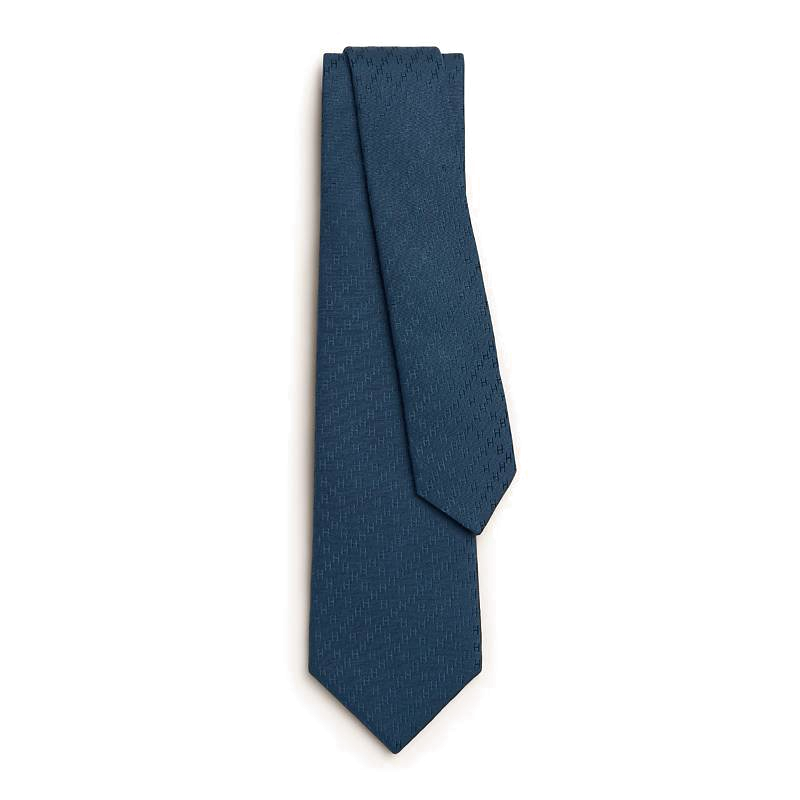 HERMES HERMES New H Jacquard Silk Ties Men's Blue