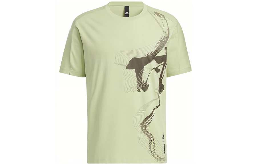 Adidas Adidas T Shirts Men's Green Crew Neck Moderate Straight Fit