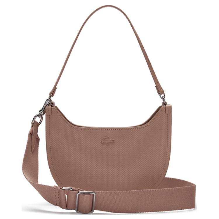 LACOSTE Cow Leather Shoulder Bag, Crossbody Bag Small Women's Pink