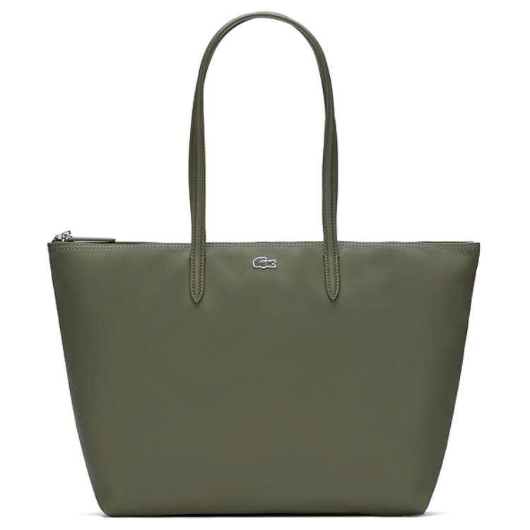 LACOSTE PVC Tote Bag, Shopping Bag, Handbag Large Women's Khaki Green