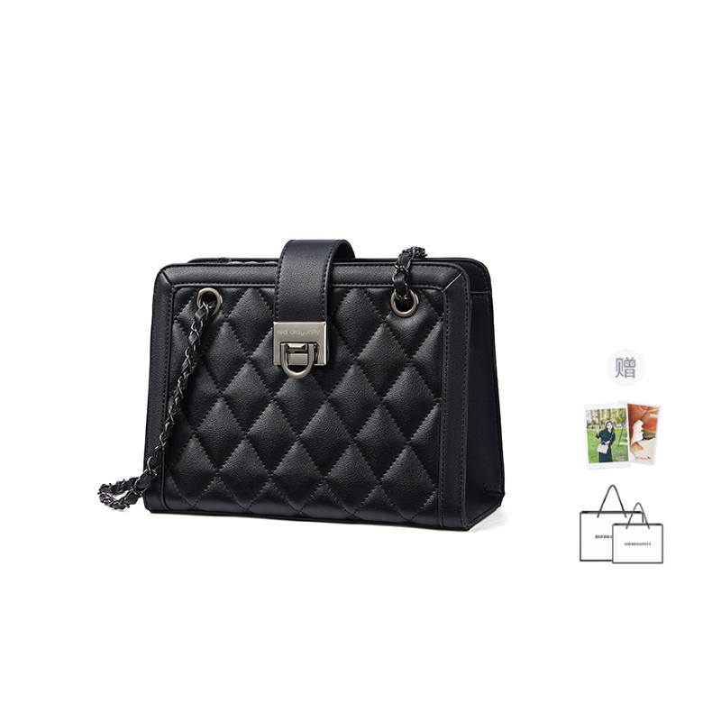 RED DRAGONFLY Cow Leather Shoulder Bag, Crossbody Bag Regular Women's Black