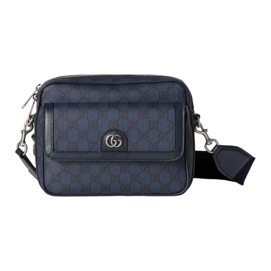 GUCCI Ophidia Canvas With Leather Binding Canvas Bag, Shoulder Bag, Crossbody Bag Small Men's Dark Blue