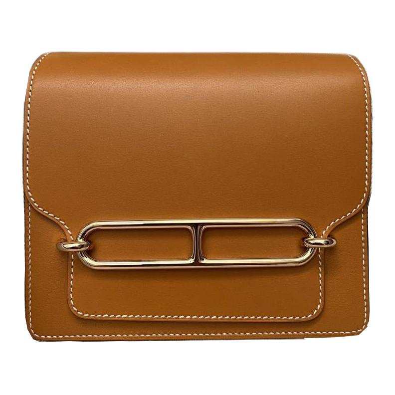 HERMES Roulis Bulter Leather Wallet Crossbody Bag Mini Women's 21 Naturel Sable Beach Gold