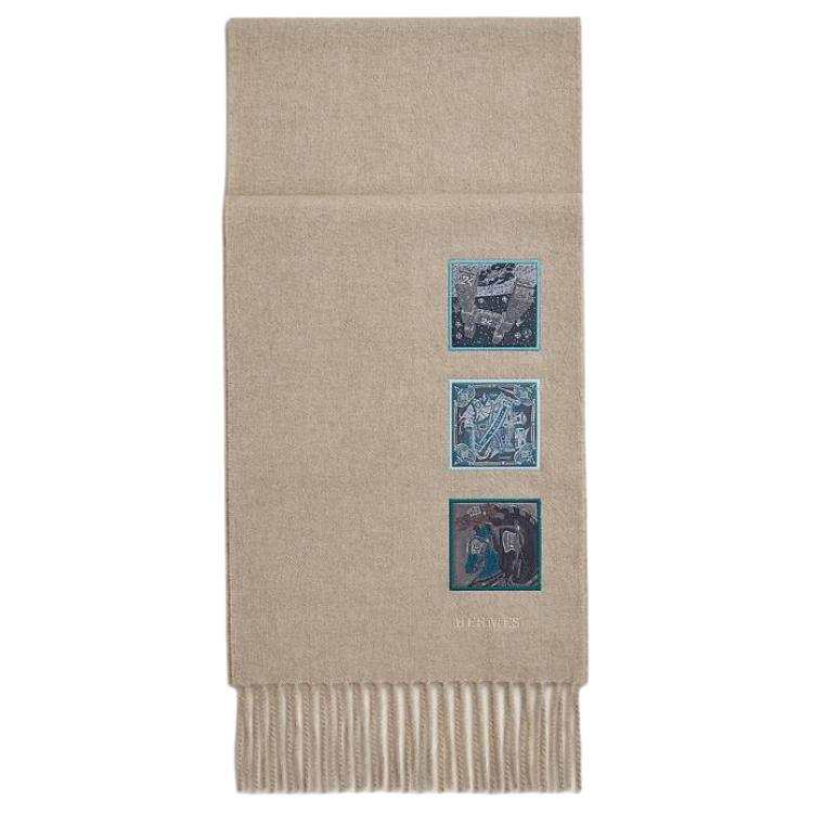 HERMES HERMES Cashmere Knit Scarves Unisex Brown
