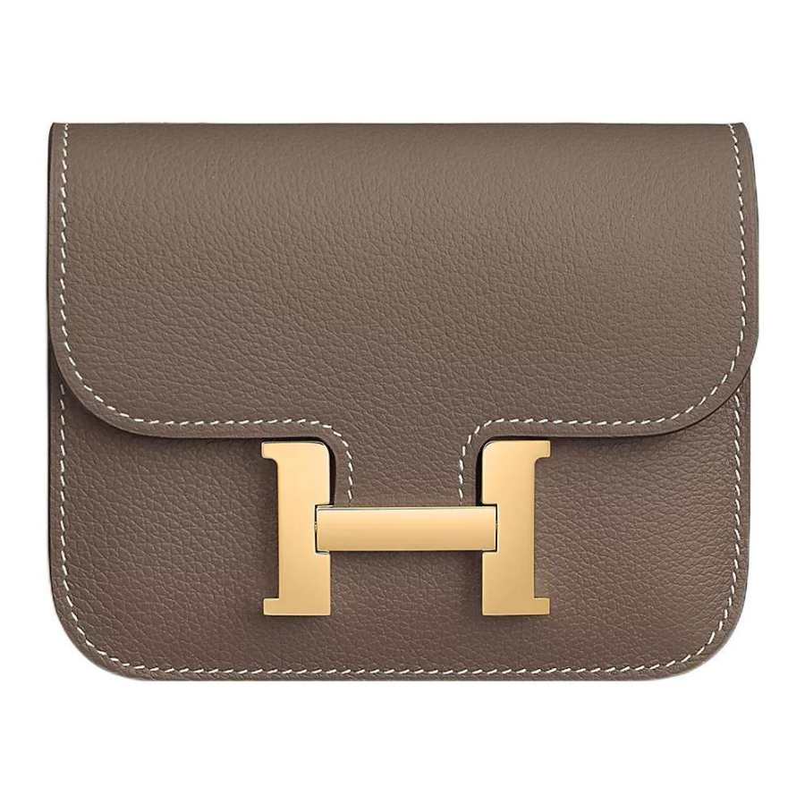 HERMES Constance Slim Gold tone Lock Evercolor Calfskin Handbag Women's 18 Etoupe Elephant Gray
