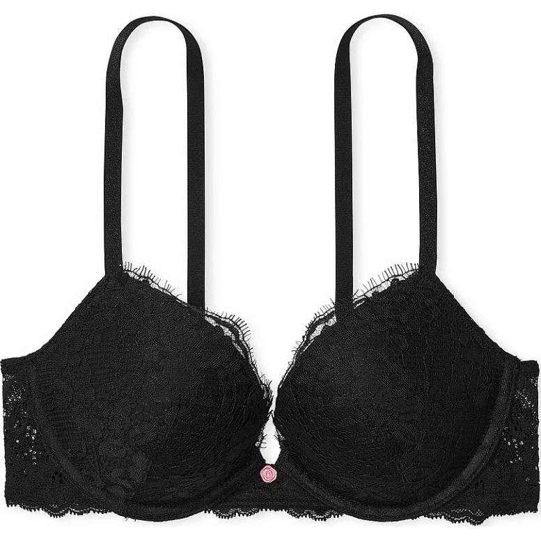 Victoria's Secret Fantasy Collection Dream Angels Lace Push Up Bra/Black Bra Women's Black