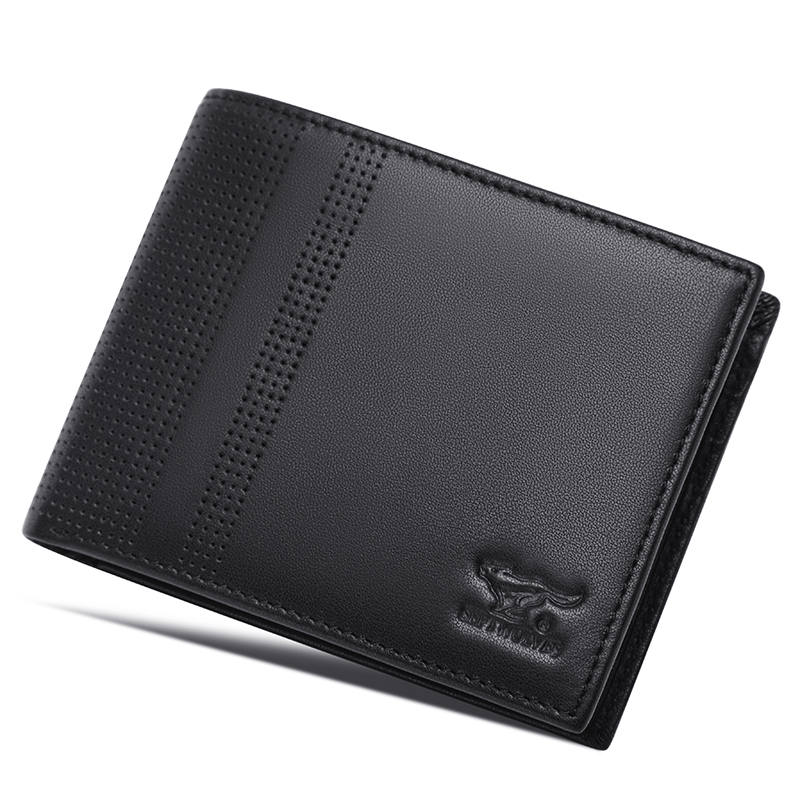 SEPTWOLVES SEPTWOLVES Top Grain Cow Leather Wallet Men's Black