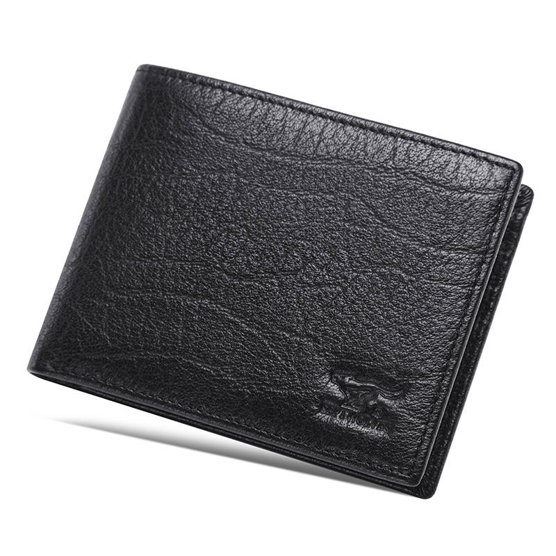 SEPTWOLVES Top Grain Cow Leather Wallet, Card Holder Men's Black