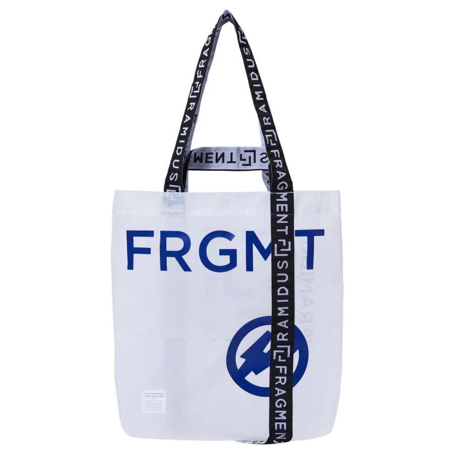 Fragment Design × RAMIDUS Collaboration TPE Polyester Tote Bag, Shopping Bag, Shoulder Bag, Handbag Medium Unisex White