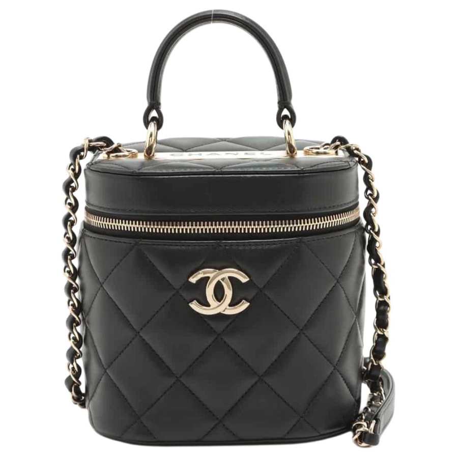 CHANEL Lambskin Bucket Bag, Portable Crossbody Bag, Shoulder Bag Medium Women's Black