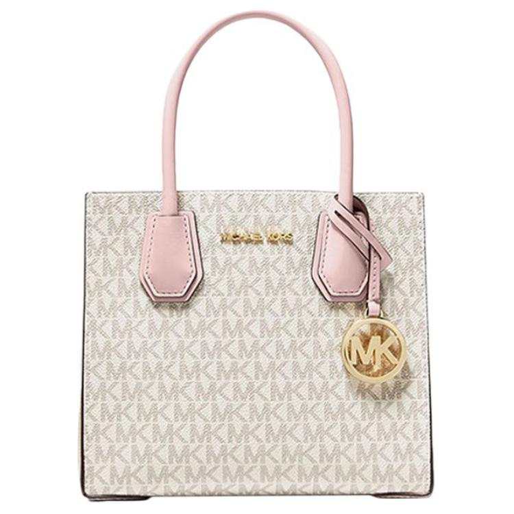 MICHAEL KORS Mercer PVC With Skin Trunk Bag, Crossbody Bag, One Shoulder Handbag Women's Vanilla