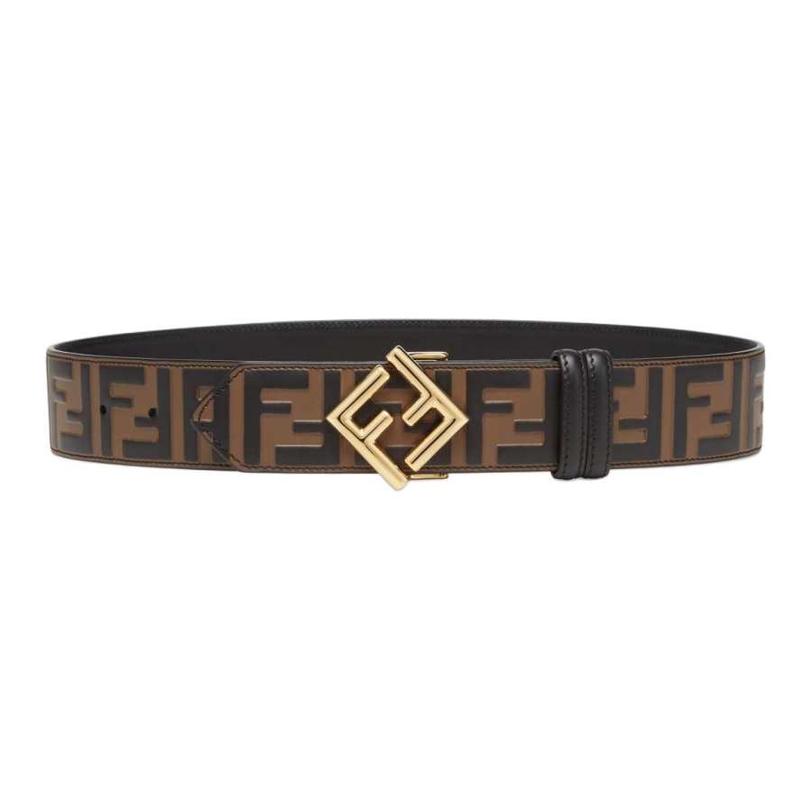 FENDI Cow Leather Belts Women's Brown Width 4cm