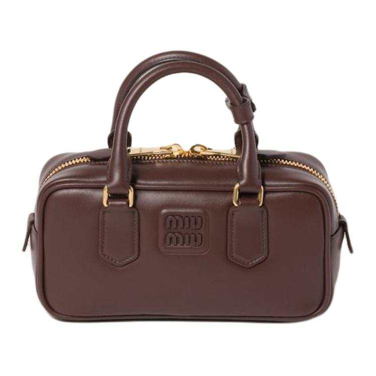 MIU MIU Arcadie Leather Handbag Small Women's Brown