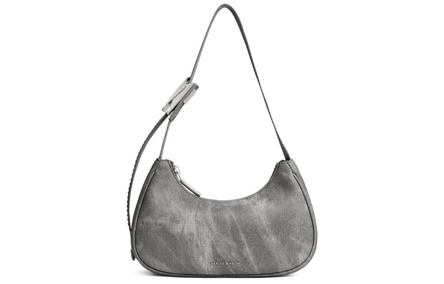 CHARLES&KEITH Fabric Shoulder Bag Small Women's DARK GREY Dark Gray