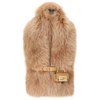 FENDI Fox Fur Knit Scarves Women's Brown