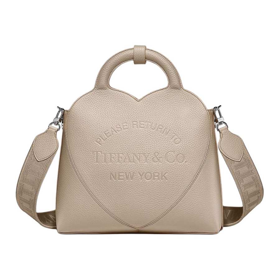 TIFFANY & CO. Return To Tiffany Collection Taurillon Leather Handbag, Shoulder Bag, Crossbody Bag Small Women's Gray