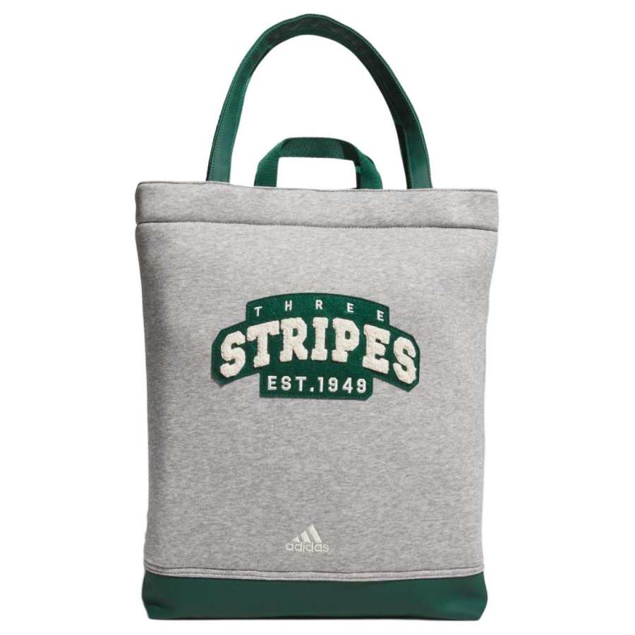 Adidas Adidas Cotton With Recycled Polyester Tote Bag, Shopping Bag, Handbag Unisex Medium Heather Gray & Green
