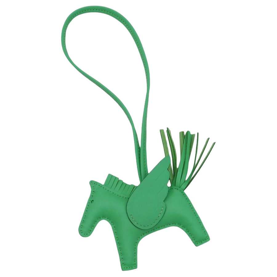 HERMES HERMES Rodeo Pegase Leather Keychains Unisex Green