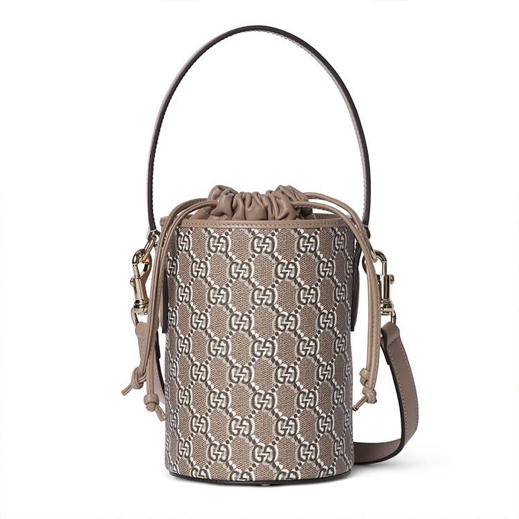 GUCCI Canvas With Leather Binding Bucket Bag, Shoulder Bag, Crossbody Bag, Handbag Extra Mini Women's Taupe