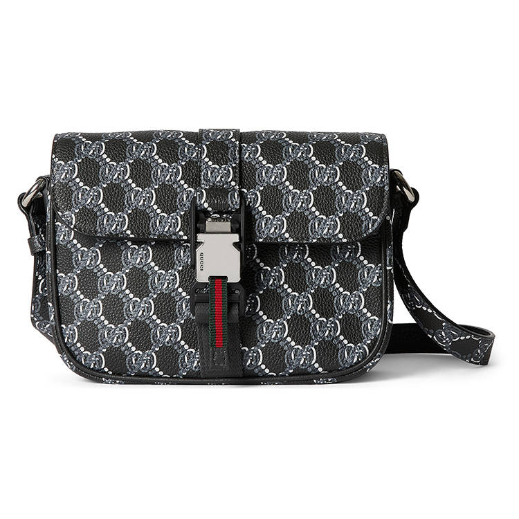 GUCCI Leather Crossbody Bag, Shoulder Bag Extra Mini Men's Gray