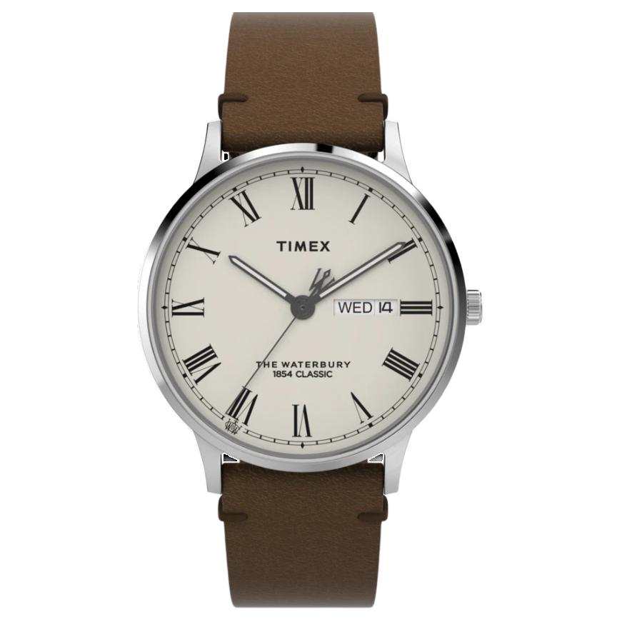 TIMEX Waterbury Wrist Watches Quartz Movement Leather Strap 40mm White Dial Men's Watches