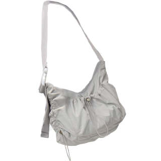 POY Nylon Fabric Crossbody Bag Regular Unisex Silver Gray