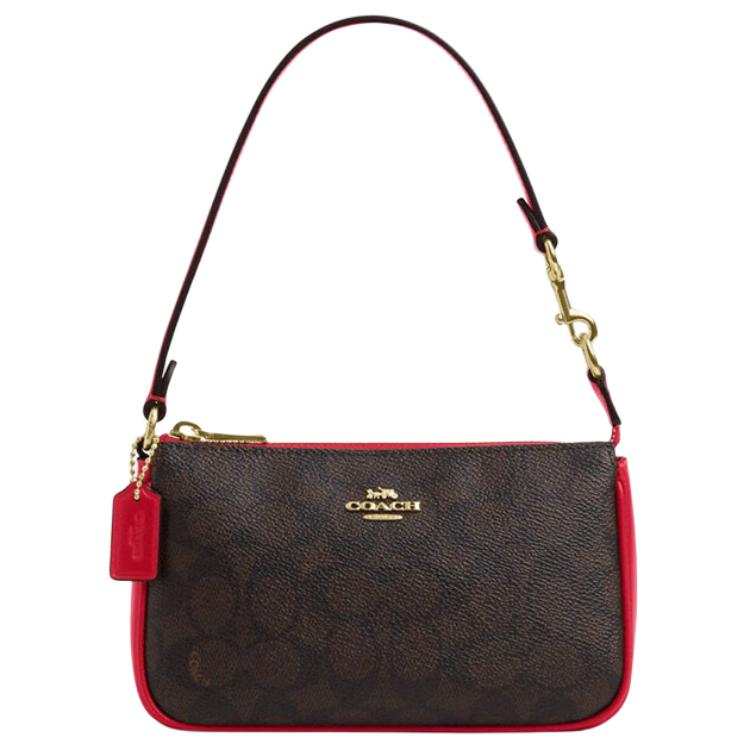 COACH Nolita PVC With Skin One Shoulder Handbag Small Women's Dark Brown & Red