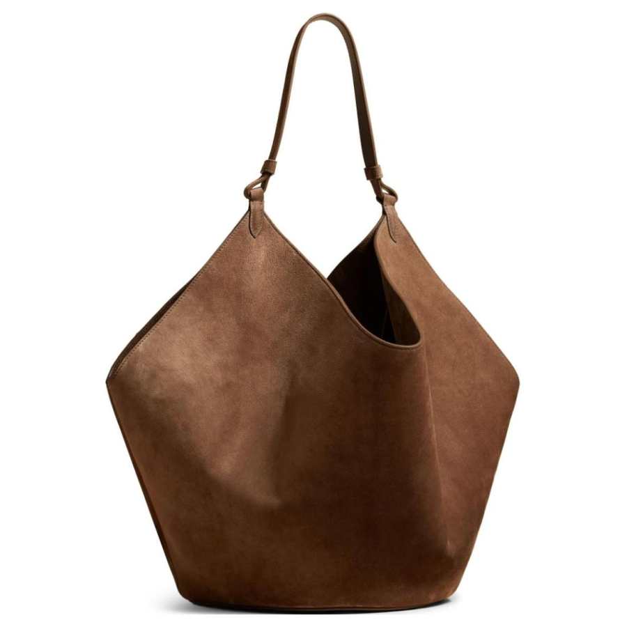 KHAITE Calf Suede Tote Bag, Shopping Bag, Shoulder Bag, Handbag Medium Women's Coffee Brown