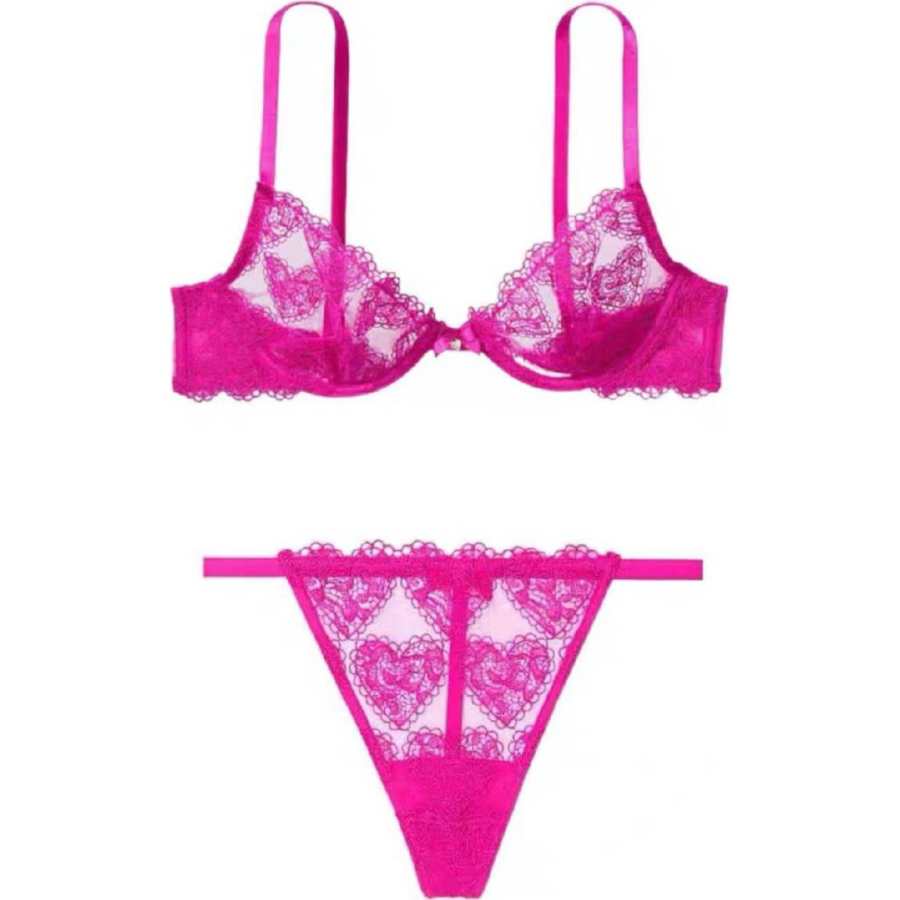 Victoria's Secret Underwear Set Women's Pink Floyd Rose Red