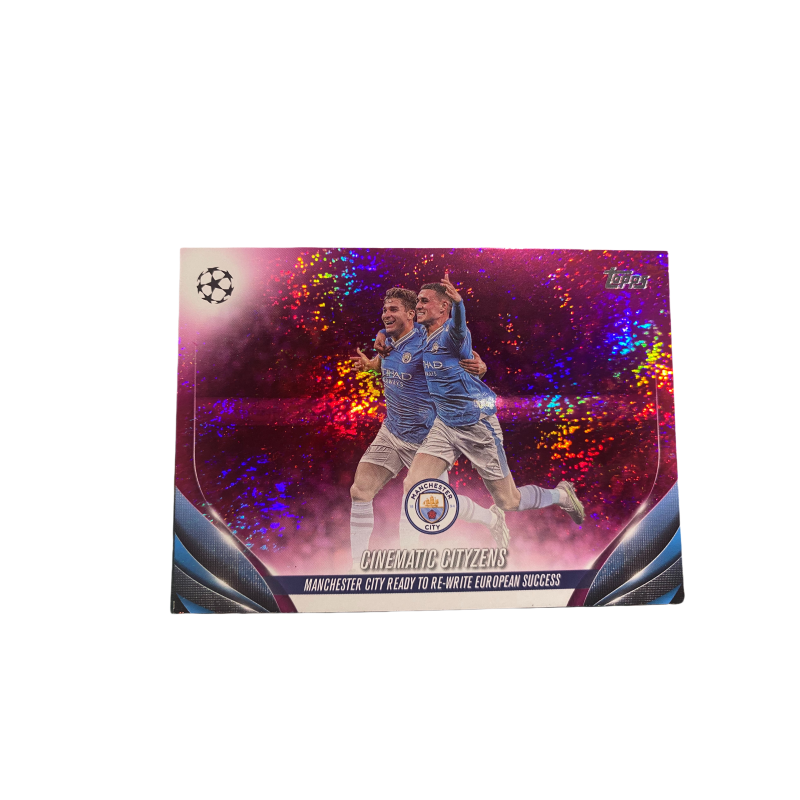 Topps 23 24 Soccer Ball UCC Alvarez, Foden Double Celebration, Purple Fold, All Access, Player Card Sports Cards 1 Pc