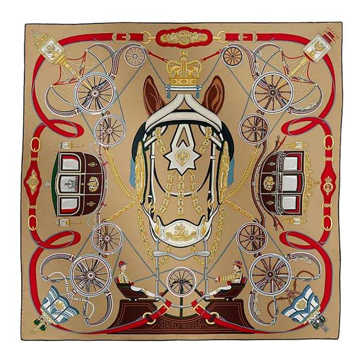 HERMES Mulberry Silk Scarves Women's Gravel Color