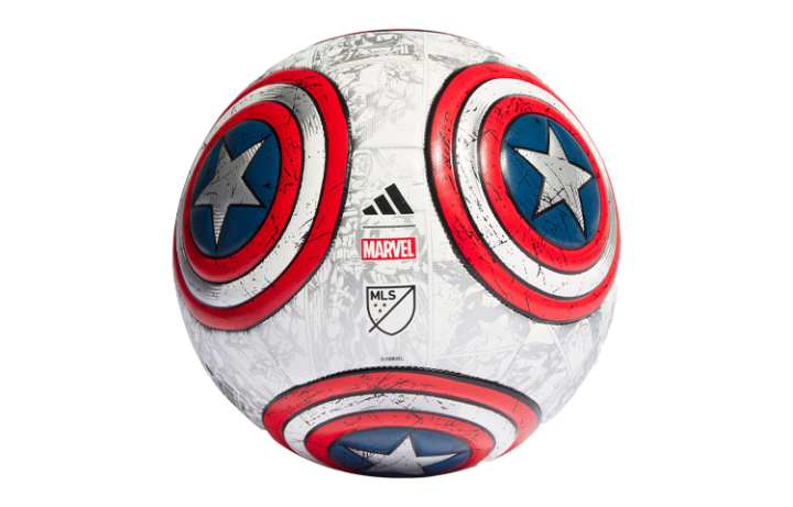 Adidas Adidas x MLS X Marvel Captain America Theme Collection Size 45 Machine Stitched Ball TPU White Red Blue Soccer Ball