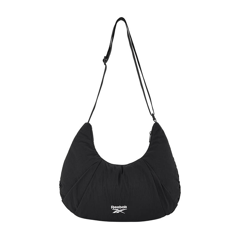 Reebok Fabric Shoulder Bag, Crossbody Bag, Crescent Bag Medium Women's Black/Ecru/Green