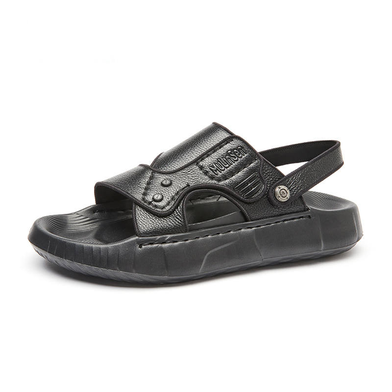 Mulinsen Top Grain Cow Leather Open Toe Beach Sandals Men's
