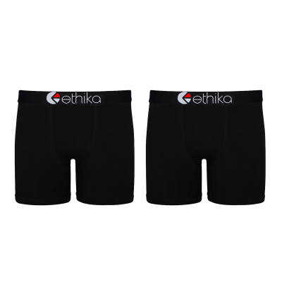 ETHIKA Boxer Briefs Men's 2 Pack Black