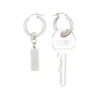 MM6 Maison Margiela Tag And Key Pendant Hoop Drop Earrings