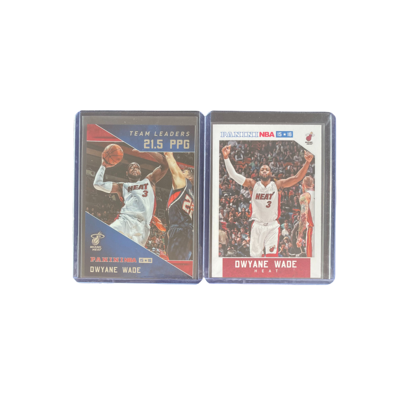 PANINI 2015 Miami Heat, Wade, Autograph Card, Total Of 2 Pcs, Card Condition Pass Sports Cards 2 Pcs