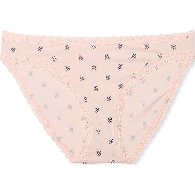 Victoria's Secret The Lacie Lace Trim Cotton Bikini Panty/VS Pink Briefs Women's 1 Pack Pink