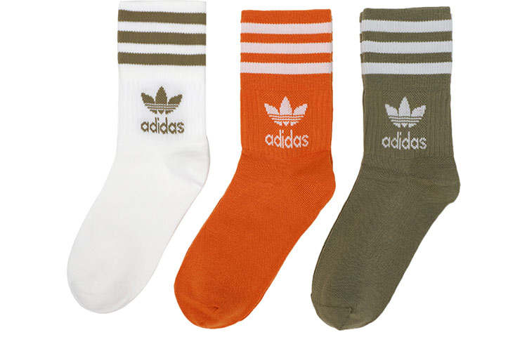 Adidas Originals Crew Socks All Unisex White/Dark Orange/Green Couple's
