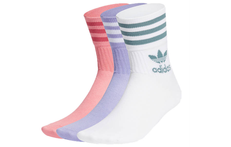 Adidas Originals Crew Socks All Unisex 3 Pack Rose Red/Purple/White Couple's