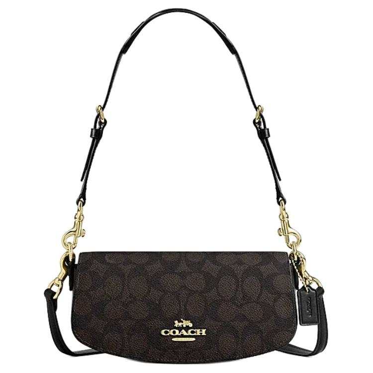 COACH Cow Leather With Artificial Leather Portable Crossbody Bag, Shoulder Bag Small Women's Walnut