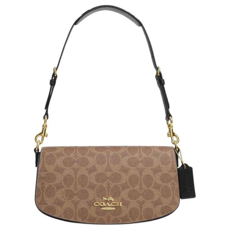 COACH Andrea PVC With Leather Shoulder Bag, Handbag, Shoulder Bag Medium Women's Brown & Yellow & Black