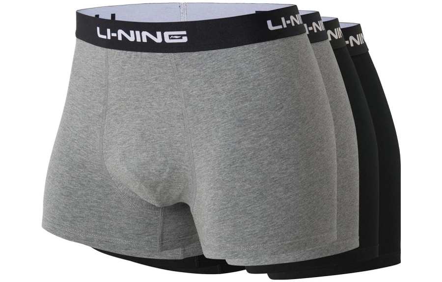Li-Ning Li Ning Fitness Series Boxer Shorts Men's 4 Pack Black/Light Gray