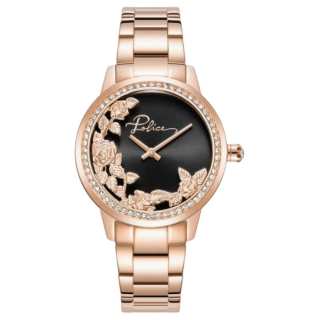 Police Wrist Watches Quartz Movement Stainless Steel Strap 34mm Black Dial Women's Watch